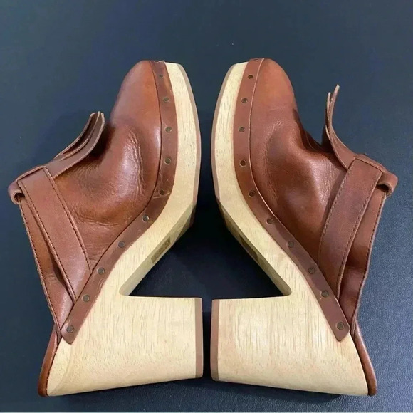 Madewell Kiltie Clogs Westway Wooden Heel Leather Fringe Tassel - Picture 10 of 16